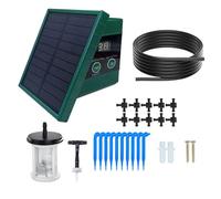 OEBUAFI Système D'irrigation Goutte à Goutte Solaire, Kit D'arrosage Automatique avec écran D'affichage Numérique pour 10 Plantes en Pot avec 30 X 7 Modes de Minuterie, Système