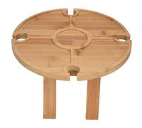 OEBUAFI Table de Pique-Nique en Bois Table à Vin Pliante avec Support en Verre pour Dîner en Plein Air, Portable Grand Espace pour Voyageur, Cour de Pique-Nique en Bois D'hévéa