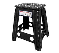 OEBUAFI Tabouret Pliable en Plastique Antidérapant pour Un Transport Facile - Parfait pour Le Camping, la Pêche ou Un Usage Domestique - Léger et Durable - 29 X 22 X 45 cm. (Point Blanc Charbon Noir)