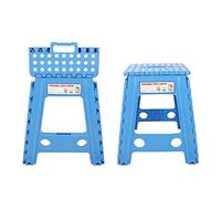 OEBUAFI Tabouret Pliable en Plastique Antidérapant pour Un Transport Facile - Parfait pour Le Camping, la Pêche ou Un Usage Domestique - Léger et Durable - 29 X 22 X 45 cm. (Point Blanc Bleu Saphir)