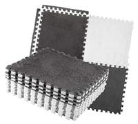 OEBUAFI Tapis de Sol en Mousse Puzzle en Peluche, Tapis Emboîtable Doux et Sûr, de Contraste de Couleur Facile à Utiliser pour Bébés, adapté à la Chambre à Coucher, 10 Pièces (Gris Blanc)