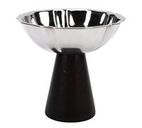OEBUAFI Tasse à Crème Glacée, Bol à Dessert en Acier Inoxydable, Base en Bois, Tasse à Bonbons élégante pour les Réunions Sociales (Style floral)