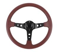 OEBUAFI Volant de Voiture de 14 Pouces, Volant de Course en PU pour Adaptateur à 6 Trous, Cadre en Aluminium, Prise Confortable, Look élégant, Complet avec Vis D'installation et clé