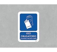 Oedim Lot de 5 signes d'utilisation obligatoire Gants de protection, 14,85 x 21 cm, durable et économique, fabriqué en PVC