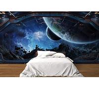 OEDIM Papier Peint Auto-Adhésif | Vaisseau spatial avec vue sur l'espace | 100 x 70 cm | Décoration muraux de Chambre.