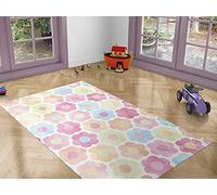 OEDIM Tapis Carpette Lino PVC Couleurs de Fleurs pour Enfants pour Chambre| 95 x 133 cm | Moquette en PVC | Revêtement vinylique de Sol | Décoration de la Maison et Chambre | Plancher de Protection |