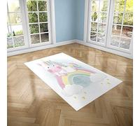 OEDIM Tapis Carpette pour Chambre Enfant en PVC Lino Motif Infantile Licorne sur Arc-en-Ciel | 95 cm x 165 cm | Décoration Maison