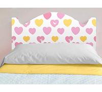 Oedim Tête de lit Enfant en PVC Impression numérique Cœurs Rose et Jaune | 100 x 60 cm léger, élégant, Robuste et économique