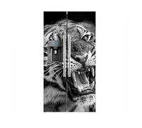 Oedim Vinyle frigo américain tête de Tigre rougeur Blanc et Noir Plusieurs Dimensions Stickers de réfrigérateur économiques et élégants Vinyle frigo 90x180cm