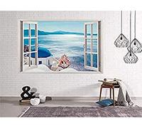 Oedim Vinyle pour fenêtre en mer de Grèce Autocollant inclus Décoration Chambre Autocollant multicolore 50 x 40 cm