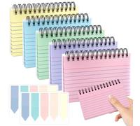 OEEYYT Lot de 5 cartes de révision - 250 feuilles - 12,7 x 7,6 cm - Avec reliure spirale - Pour réunion de bureau, école, maison, mémoire, apprentissage, notes adhésives colorées
