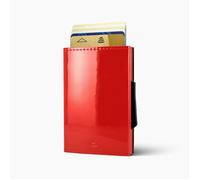 ÖGON DESIGN - CASCADE SLIM | Glossy Cherry - Portefeuille Rouge en Aluminium et Cuir vernis