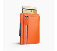 ÖGON DESIGN - CASCADE SLIM ZIPPER | Orange - Portefeuille Orange en Aluminium et Cuir italien
