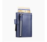 ÖGON DESIGN - CASCADE ZIPPER | Navy Blue - Portefeuille Bleu Marine en Aluminium et Cuir italien