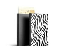 ÖGON -DESIGNS- Porte-Cartes Automatique en Aluminium, Protection RFID, Portefeuille Original, Fin et Minimaliste pour Homme et Femme, capacité 1 à 6 Cartes, modèle Slider (Gravure Zebra)