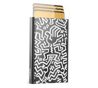 ÖGON -DESIGNS- Porte-Cartes Automatique en Aluminium, Protection RFID, Portefeuille Original, Fin et Minimaliste pour Homme et Femme, capacité 1 à 6 Cartes, modèle Slider (Collab Keith Haring White)