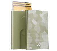 ÖGON -DESIGNS- Porte-Cartes Automatique en Aluminium, Protection RFID, Portefeuille Original, Fin et Minimaliste pour Homme et Femme, capacité 1 à 6 Cartes, modèle Slider (Gravure Camo)