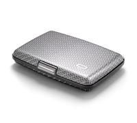 ÖGON -DESIGNS- Porte-Cartes en Aluminium avec Fermoir en métal, Protection RFID Contre la fraude et la démagnétisation, Portefeuille Compact, modèle Smart Case Stockholm (Effet Carbone)