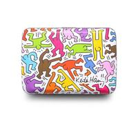 ÖGON -DESIGNS- Porte-Cartes en Aluminium avec Fermoir en métal, Protection RFID Contre la fraude et la démagnétisation, Portefeuille Compact, modèle Smart Case Oslo (Collab Keith Haring Color)