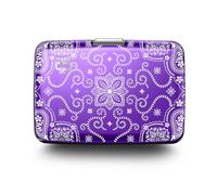 ÖGON -DESIGNS- Porte-Cartes en Aluminium avec Fermoir en métal, Protection RFID Contre la fraude et la démagnétisation, Portefeuille Compact, modèle Smart Case Stockholm (Gravure Bandana Purple)