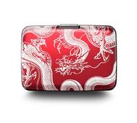 ÖGON -DESIGNS- Porte-Cartes en Aluminium avec Fermoir en métal, Protection RFID Contre la fraude et la démagnétisation, Portefeuille Compact, modèle Smart Case Stockholm (Gravure Dragon)