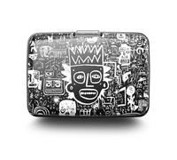 ÖGON -DESIGNS- Porte-Cartes en Aluminium avec Fermoir en métal, Protection RFID Contre la fraude et la démagnétisation, Portefeuille Compact, modèle Smart Case Stockholm (Gravure Pop Art)