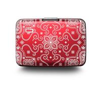 ÖGON -DESIGNS- Porte-Cartes en Aluminium avec Fermoir en métal, Protection RFID Contre la fraude et la démagnétisation, Portefeuille Compact, modèle Smart Case Stockholm (Gravure Bandana Red)