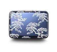 ÖGON -DESIGNS- Porte-Cartes en Aluminium avec Fermoir en métal, Protection RFID Contre la fraude et la démagnétisation, Portefeuille Compact, modèle Smart Case Stockholm (Gravure Bonzai)