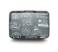 ÖGON -DESIGNS- Porte-Cartes en Aluminium avec Fermoir en métal, Protection RFID Contre la fraude et la démagnétisation, Portefeuille Compact, modèle Smart Case Stockholm (Gravure Travel)