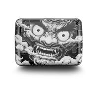 ÖGON -DESIGNS- Porte-Cartes en Aluminium avec Fermoir en métal, Protection RFID Contre la fraude et la démagnétisation, Portefeuille Compact, modèle Smart Case Oslo (Gravure Demon Tattoo)