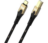 OEHLBACH USB Primus CB - Câble USB type C vers type B - Débit de données 480 Mbps - Gaine en tissu de qualité supérieure - Conducteur intérieur HPOCC - Triple blindage efficace - Noir/doré - 3 m