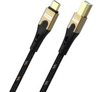 OEHLBACH USB Primus CB - Câble USB type C vers type B - Débit de données 480 Mbps - Gaine en tissu de qualité supérieure - Conducteur intérieur HPOCC - Triple blindage efficace - Noir/doré - 3 m