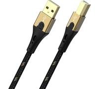 Oehlbach Primus Câble USB Type B 2.0 - State of The Art - Haute Vitesse 480 MB/s - Fiche métallique HPOCC hautement Flexible - Triple Blindage - Imprimante, Scanner, amplificateur Audio - Noir/doré -