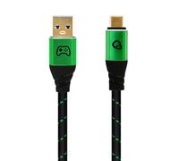OEHLBACH GAMING New Game Green - Câble USB Type-A vers type C 10 Gbps - Puissance de charge jusqu'à 60 W - Double blindage - Contacts plaqués or - 75 cm - Câble de jeu avec gaine en tissu - Rouge/noir