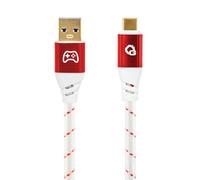 OEHLBACH GAMING New Game Red - Câble USB Type-A vers type C 10 Gbps - Puissance de charge jusqu'à 60 W - Double blindage - Contacts plaqués or - 2 m - Câble de jeu avec gaine en tissu - Rouge/blanc