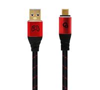 OEHLBACH GAMING New Game Red - Câble USB Type-A vers type C 10 Gbps - Puissance de charge jusqu'à 60 W - Double blindage - Contacts plaqués or - 2 m - Câble de jeu avec gaine en tissu - Rouge/noir