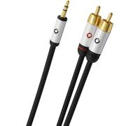Oehlbach Câble audio i-Connect 60004 – Jack 3,5 mm vers 2 RCA – 3 m Noir, contacts dorés