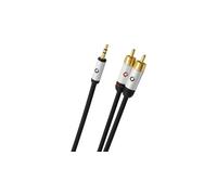 Oehlbach Câble audio i-Connect 60006 – Jack 3,5 mm vers 2 RCA, 5 m, noir, contacts dorés