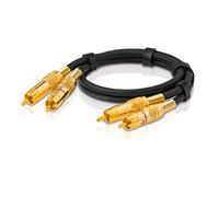 OEHLBACH NF 1 Master Câble stéréo Cinch, 2x Cinch, Noir, 1 m | Série Performance, fiches tout métal, blindé, câble Cinch stéréo analogique, idéal pour chaînes hi-fi
