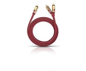 Oehlbach NF Y-Sub 100 - Câble Y-Cinch Subwoofer - 2X Cinch/1x Cinch - Câble Flexible avec Blindage Efficace - 5 m - Rouge