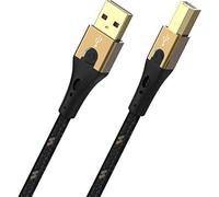 Oehlbach Primus Câble USB Type B 2.0 - State of The Art - Haute Vitesse 480 MB/s - Fiche métallique HPOCC hautement Flexible - Triple Blindage - Imprimante, Scanner, amplificateur Audio - Noir/doré -