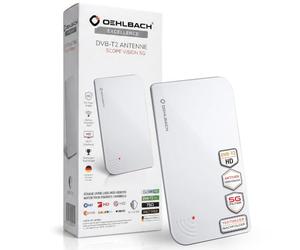 Oehlbach Scope Vision 5G DVB-T2 HD Antenne d'intérieur numérique Amplificateur DVB-T Actif successeur de Notre vainqueur du Test avec Filtre 5G Blanc