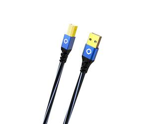 Oehlbach USB Plus B - USB - Câble d'imprimante Type A vers Type B - Gaine en PVC - OFC - Bleu/Noir - 1 m