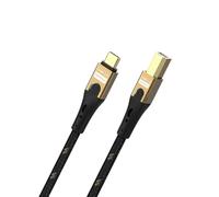 OEHLBACH USB Primus CB - Câble USB type C vers type B - Débit de données 480 Mbps - Gaine en tissu de qualité supérieure - Conducteur intérieur HPOCC - Triple blindage efficace - Noir/doré - 1 m