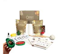 ÖHMYHOME Kit d'argile sèche à l'air - Kit de bricolage écologique en argile. Comprend un vernis brillant, des peintures acryliques, des outils, des pinceaux, une éponge et un manuel en espagnol et en