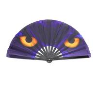 Oeil de hibou Éventail Kung Fu Bambou Éventail à main pliable pour Halloween Décoration de Noël Cadeau