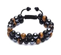 Oeil de tigre noir obsidienne hématise hématite 8 mm traitement de pierre perles de cristal bonne chance triple protection bracelet hommes