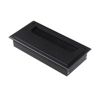 Oeillet de bureau, passe-câble en alliage d'aluminium, Table, couvercle trou fil rectangulaire, Port sortie avec brosse noire(80x160mm Black)