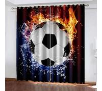 Oeillet pour Rideau 3D Salon Football Sportif 220 (L) X 215 (H) Cm pour Le Salon Rideaux Élégants pour Fenêtre À Manger Ou Chambre À Coucher 2Pièces / Protection Contre Les UV/Intimité