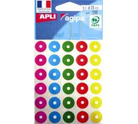 Oeillets Adhésifs Indéchirables - Coul. Assorties - Ø15 - Apli Agipa